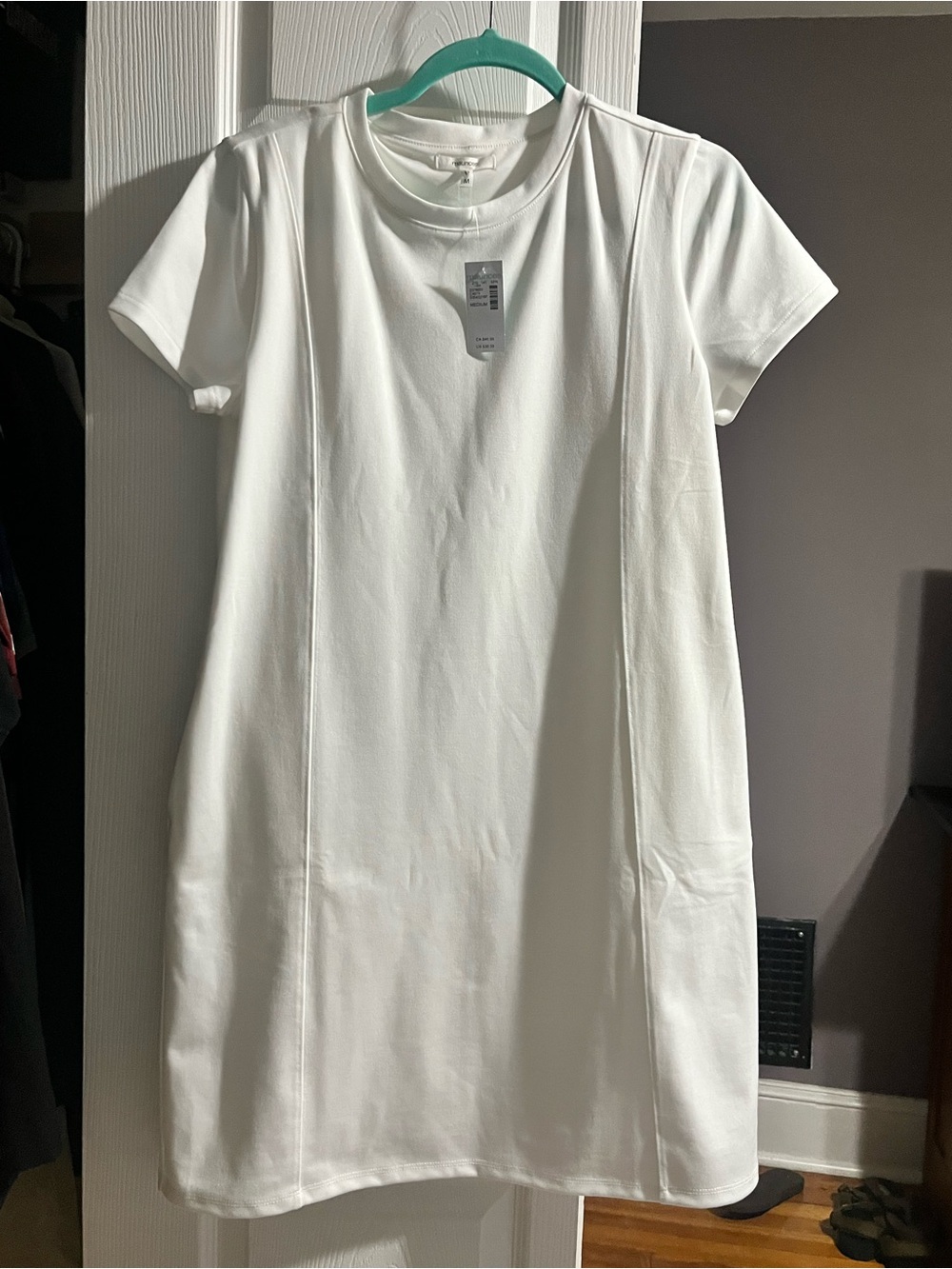 Maurices White Short-Sleeve Midi Shift Dress